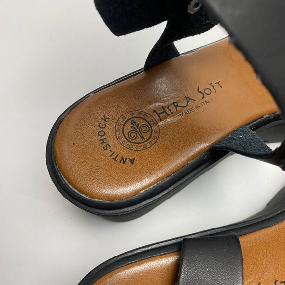 HERA SOFT Chunky Black & Brown Leather Platform Sandals Anti-Shock Sole Size 41 - Picture 6 of 7